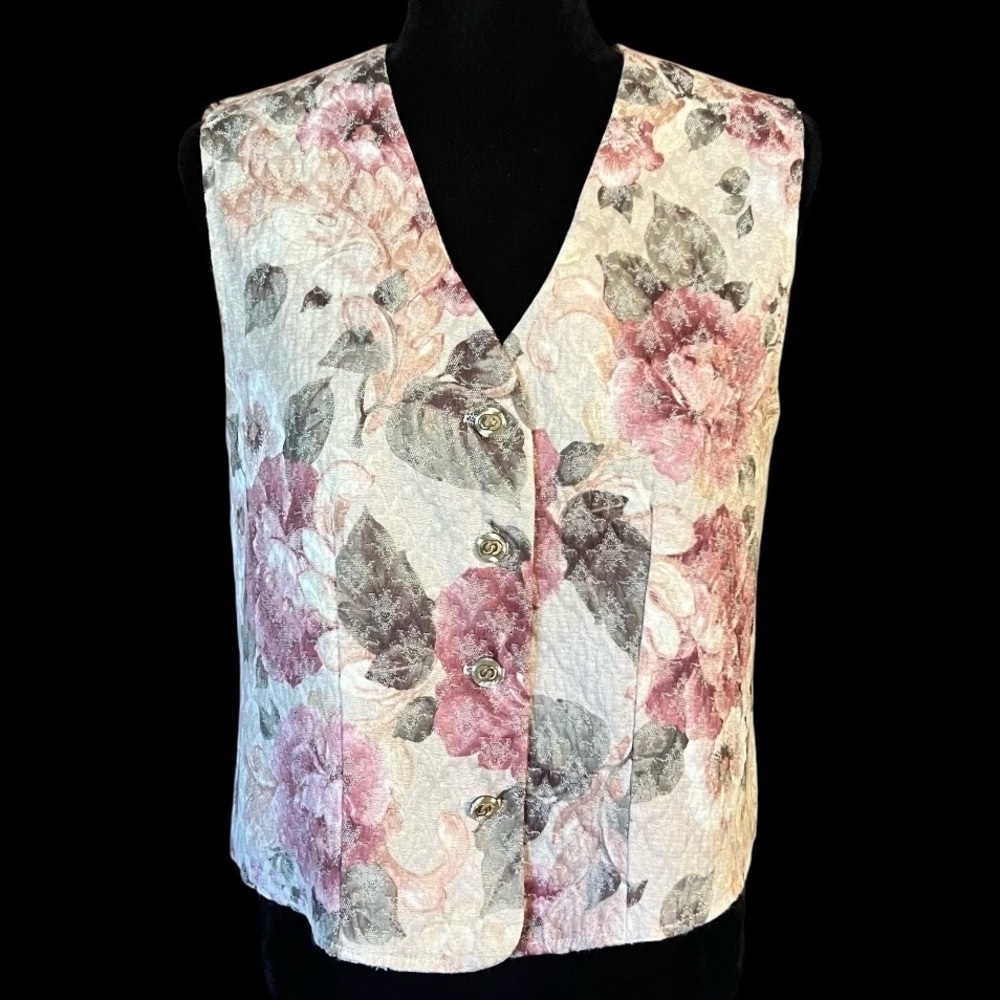 Barrie Stephens - 90's Floral Button Front Vest - Size M